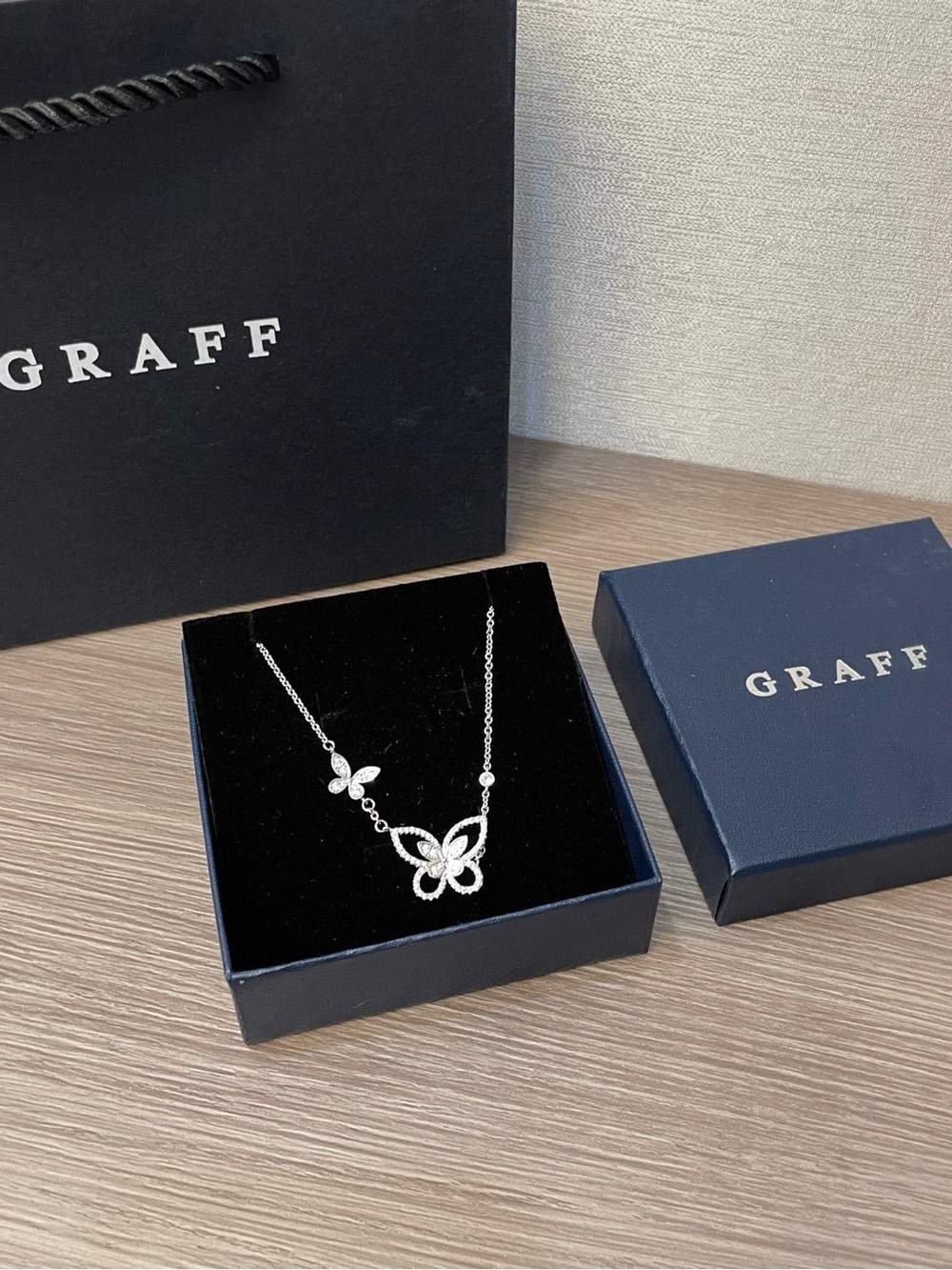 Diamond Butterfly Necklace in White Gold by Graff